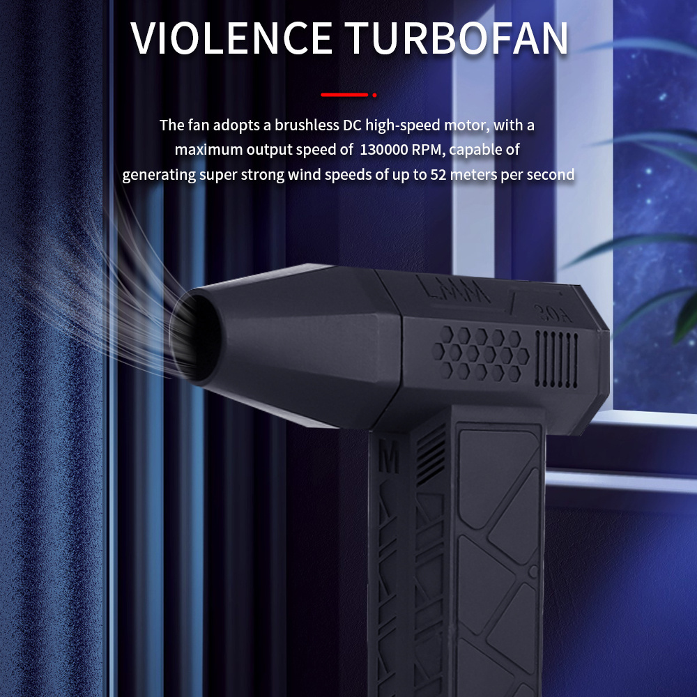 Rechargeable Mini Turbo Jet Fan Turbo Violent Fan 130,000 RPM Powerful Blower with High-Speed Duct Fan