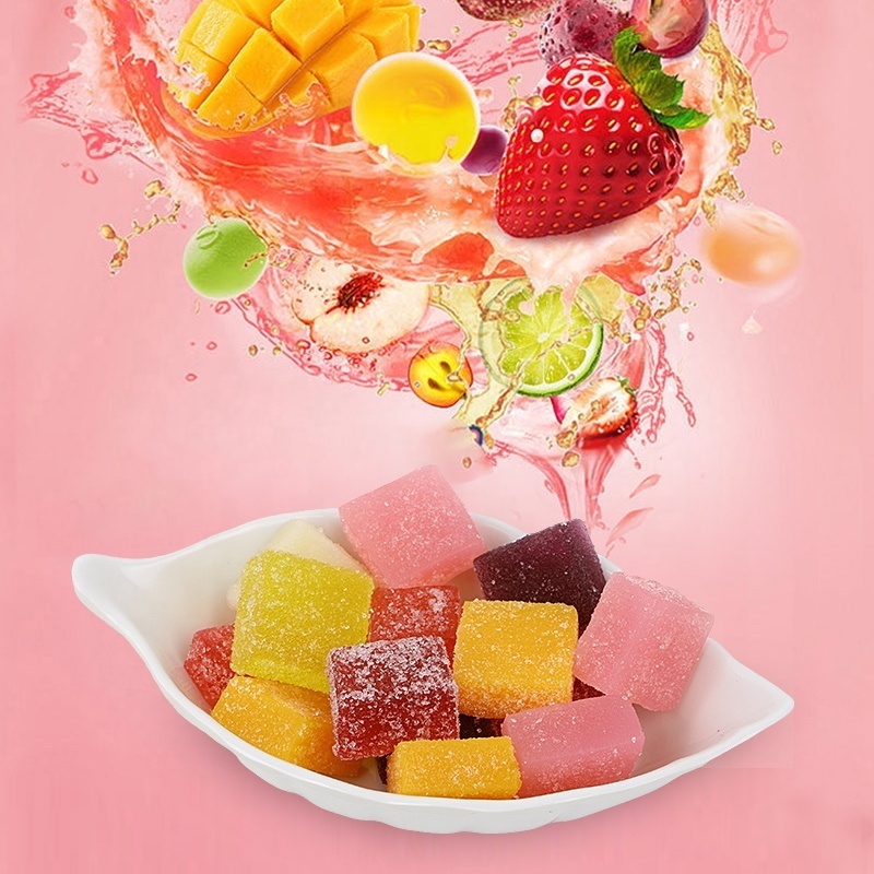 Delicious cube Jelly fruity candy gummy candy customize mango gummy candy