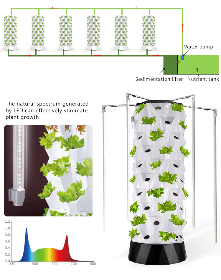 Pineapple Planting Greenhouse Home Use Indoor Aeroponic Hydroponic Garden Vertical Tower System For Grow Vegetable With Light