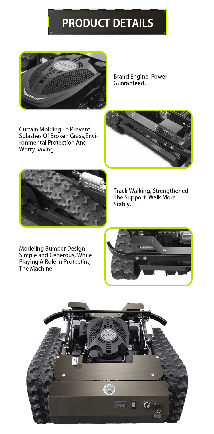 Cordless Slope lawn mower truck chassis tracker lawn mower radio remote controlled lawn mower