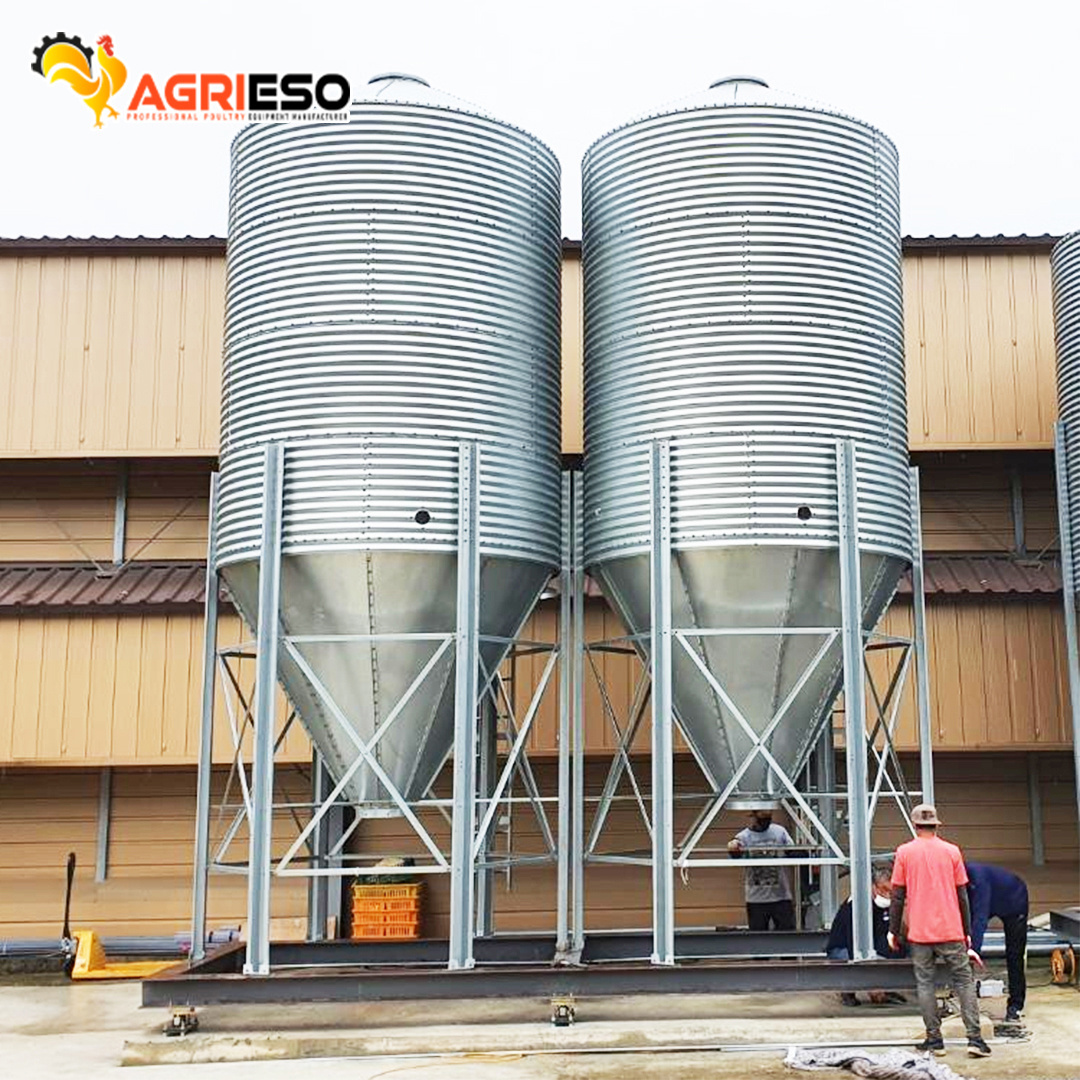 Top Quality Galvanized Steel Grain Feed Silo For Poultry Farm Agrieso