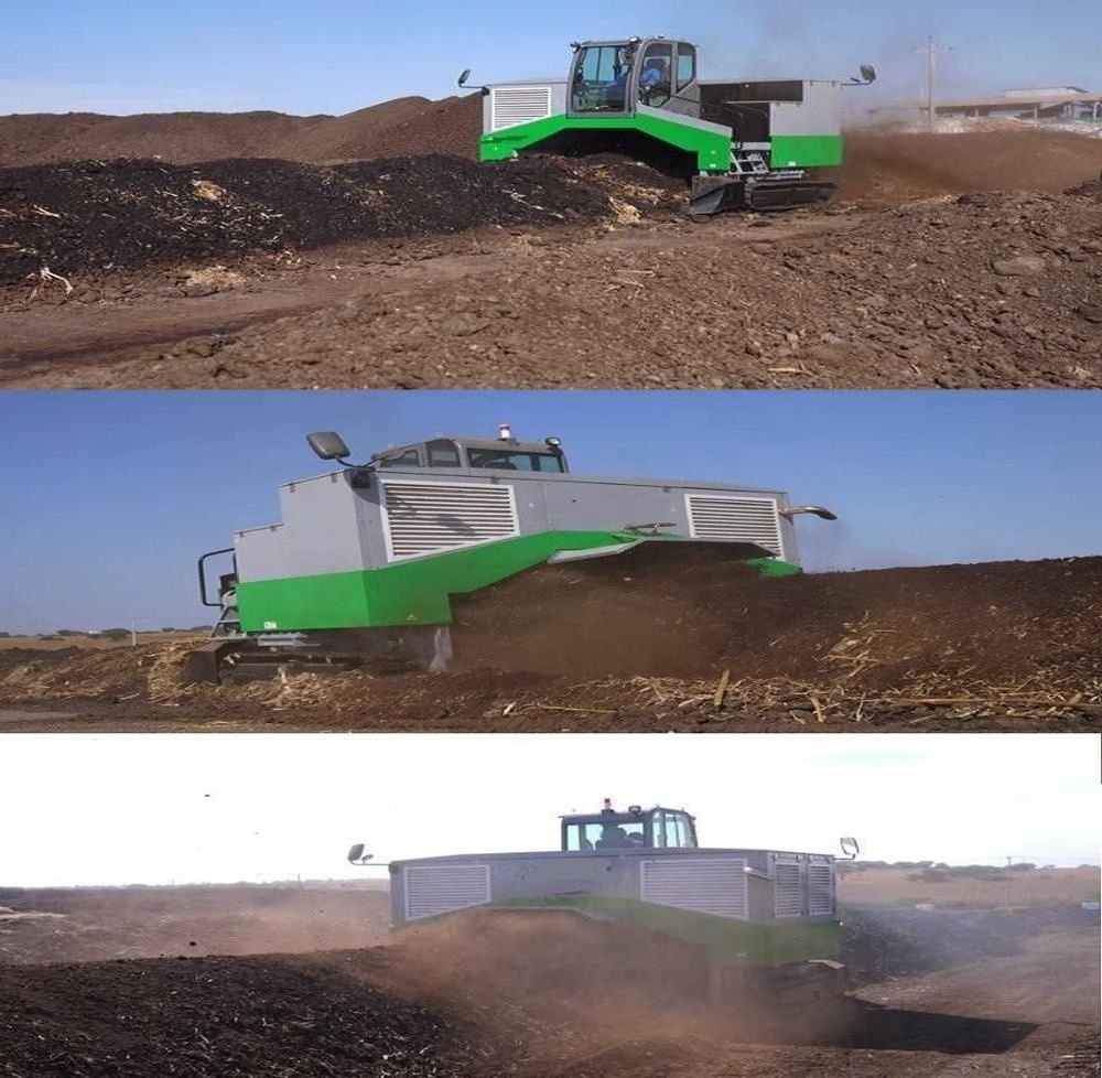 heavy duty hydraulic self-propelled mobile crawler compost turner organic Fertilizer compost Windrow Turner with air conditioner