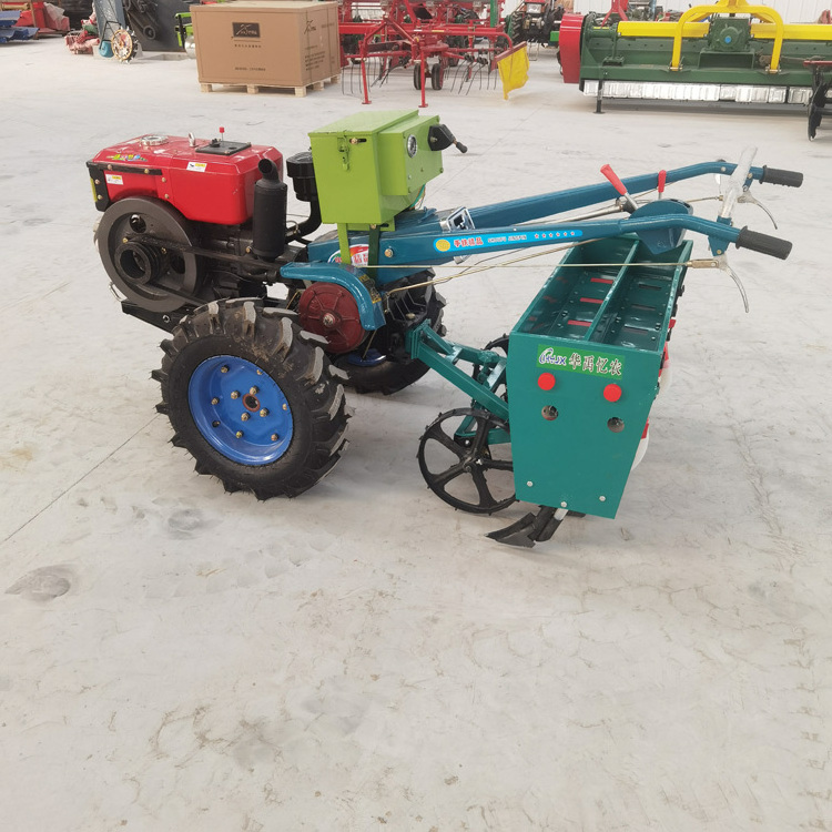 Farm china diesel power tiller two wheel hand walking tractors with wheat seeder planter