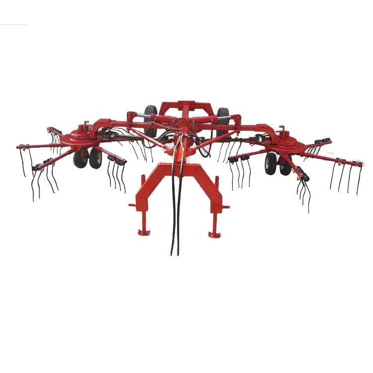 Made in China PTO driven Double rotary hay rake grass tedder