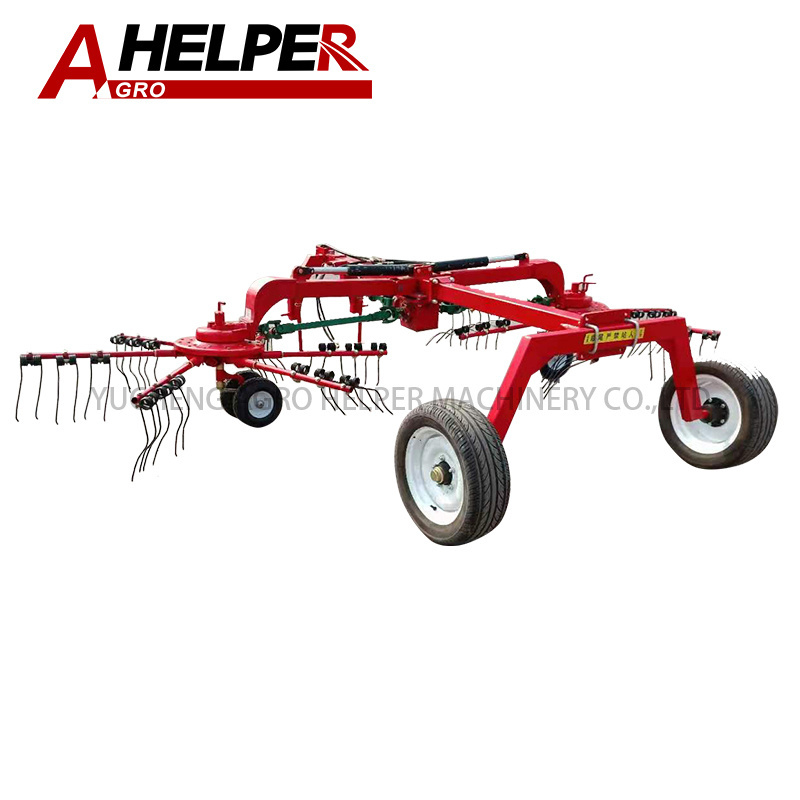 Tractor Mounted Pto Drive Double Rotary Hay Rake