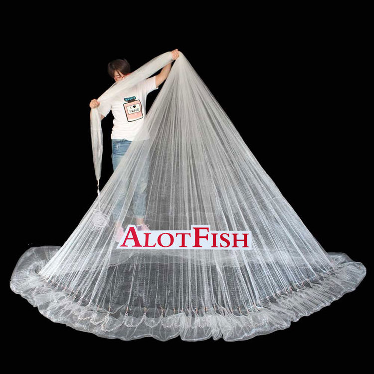 AlotFish 8FT 1/4'SQ  lead chain cast net throwing bottom pocket cast net fishing cast net for sale