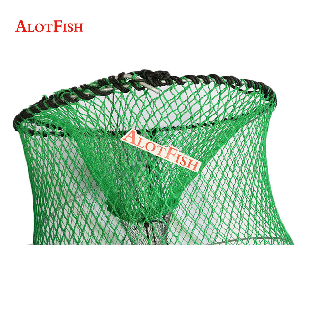 Hot sale 70x140cm big fishing trap black and green knotless netting HDG steel 6mm crab traps