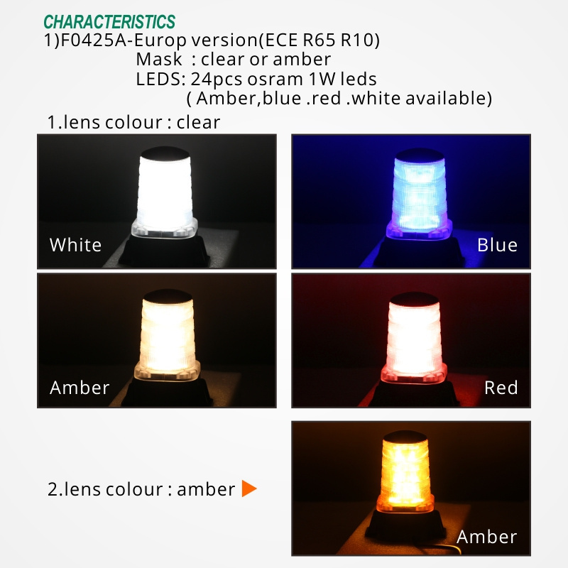 ECE R65 Four Flashing Patterns Amber Forklift Beacon Strobe Light 10-110V Safety Warning Flashing Lights