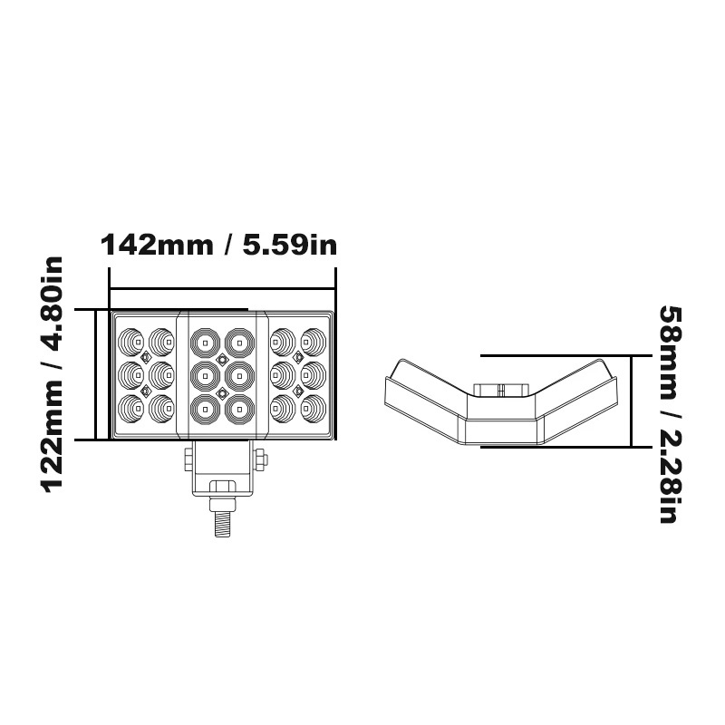 10-36V 240 Degrees Wide Angle Vehicle LED Driving Lights 54W Pipe Mount Agriculture LED Tractor Work Lights