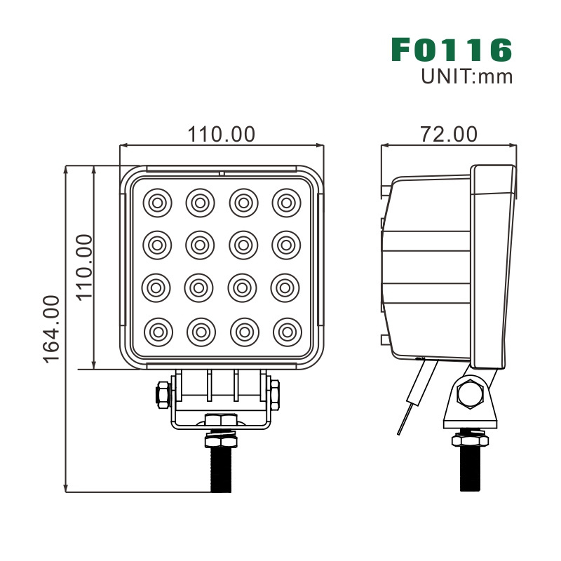 Brightest 4.3 Inch Square Tractor Driving Led Pods Light 12V 24V Off-road Agricultural LED Work Light