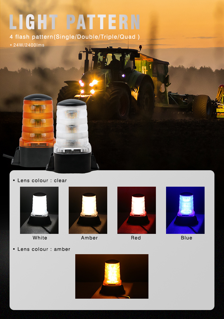 12V 24V Safety Warning Roof Top Flasher Emergency Flashing Beacon Magnetic Amber Clear Led Strobe Lights