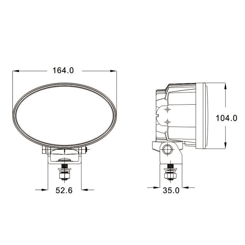 6.5 Inch Bottom/Side Swivel Mount 80W Oval LED Work Light for Case New Holland Tractors Light