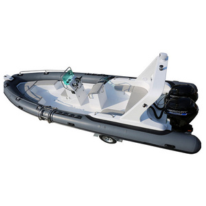 High quality 25ft Luxury RIB 760 Fiberglass/Aluminum Hull Hypalon/Orca/PVC RIB Inflatable Boat Sunbed with T Top