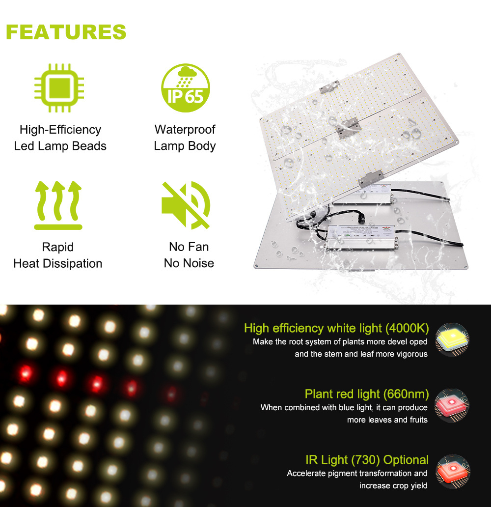 100w 240w Panel SMD2835 Chips Rectangle High PPFD  Easy installation for Frame Planting Led Qboard Grow Light