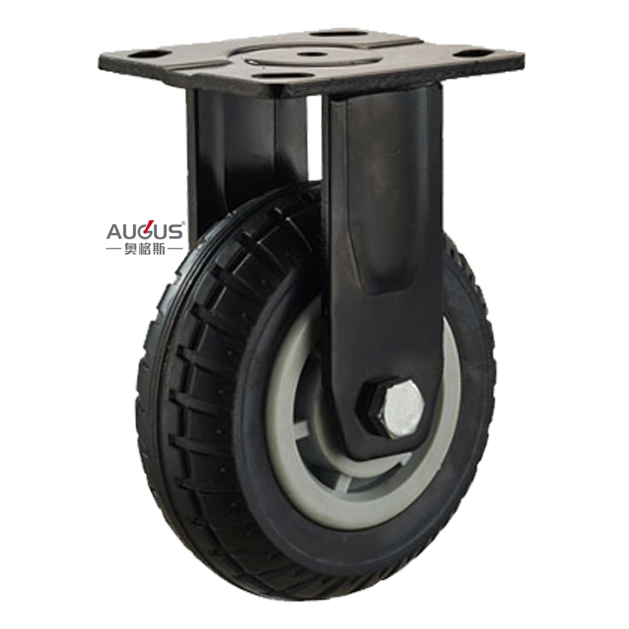 heavy duty 300 kg load capacity elastic rubber wheel 6 inch fixed castor wheel for equipment