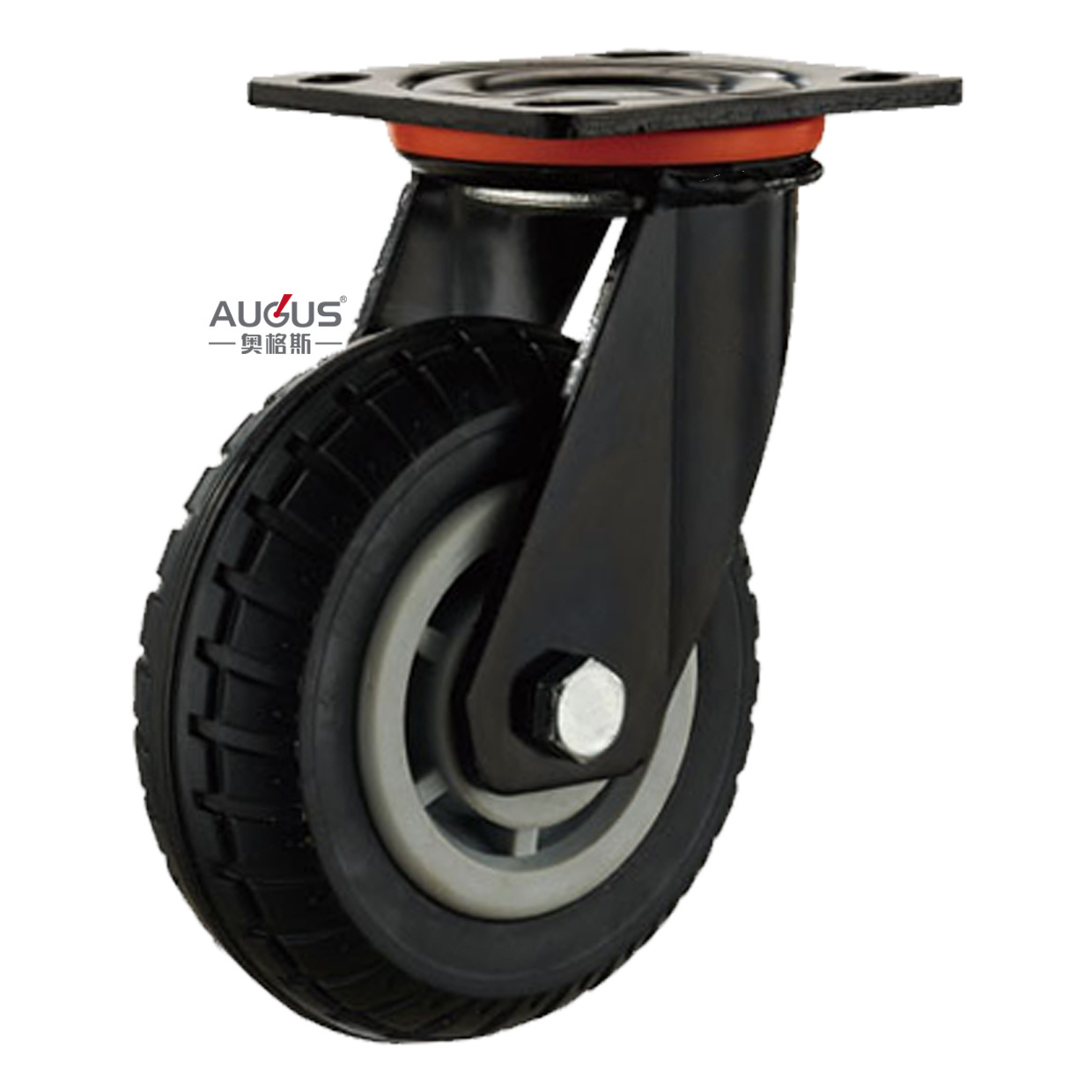 heavy duty 300 kg load capacity elastic rubber wheel 6 inch fixed castor wheel for equipment