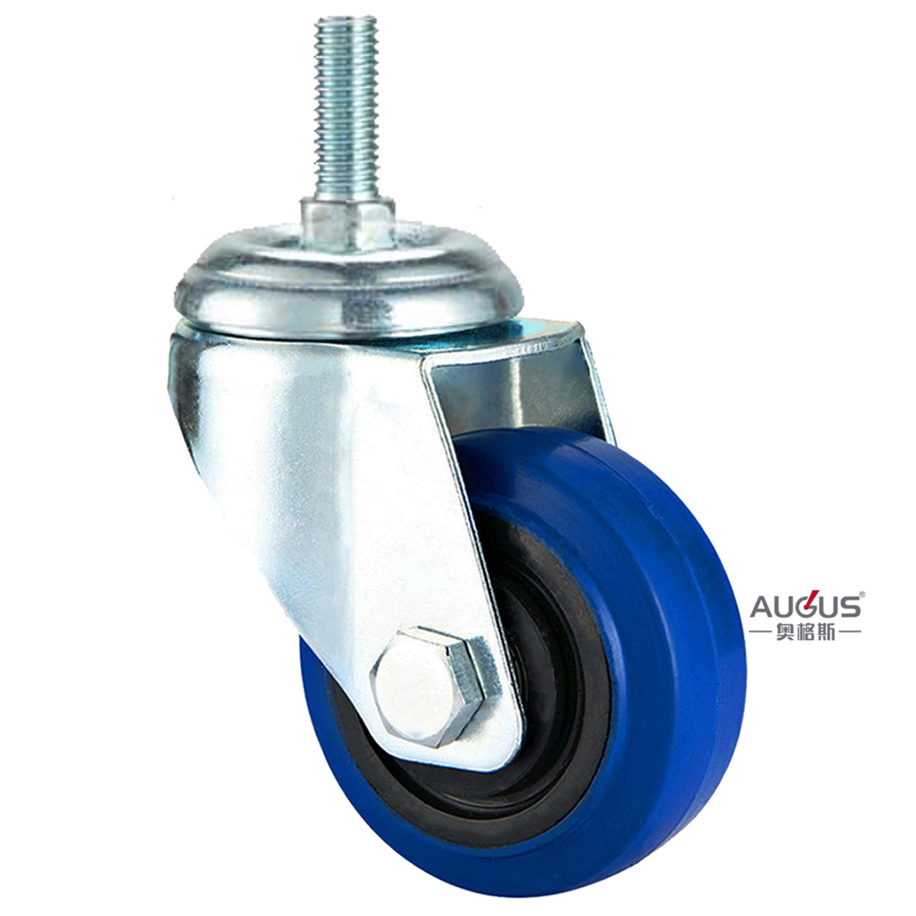 Hand trolley wheel central locking caster 3 blue rubber