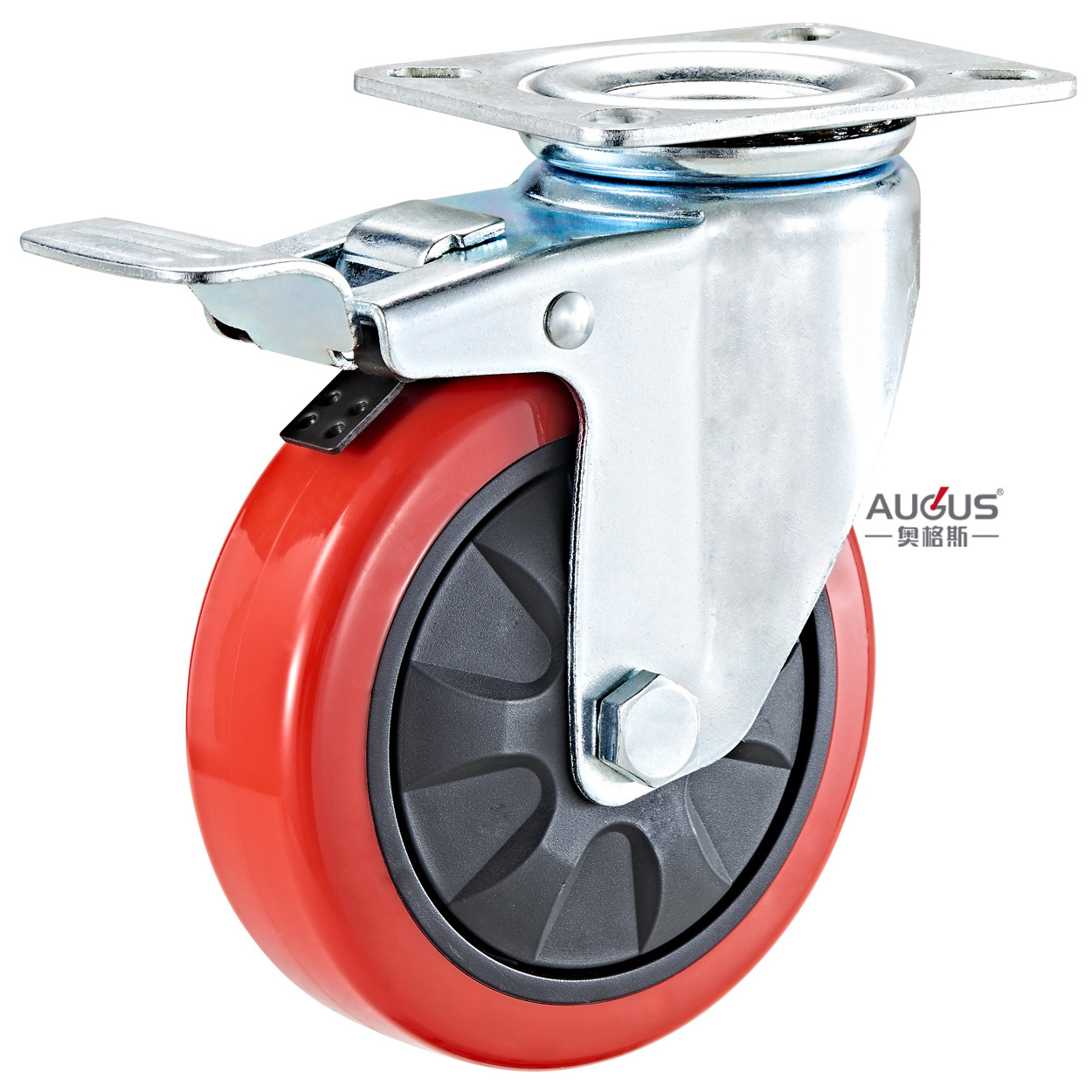 customized any size Industrial heavy duty 100 mm wheel TPE caster plate locking castor wheels