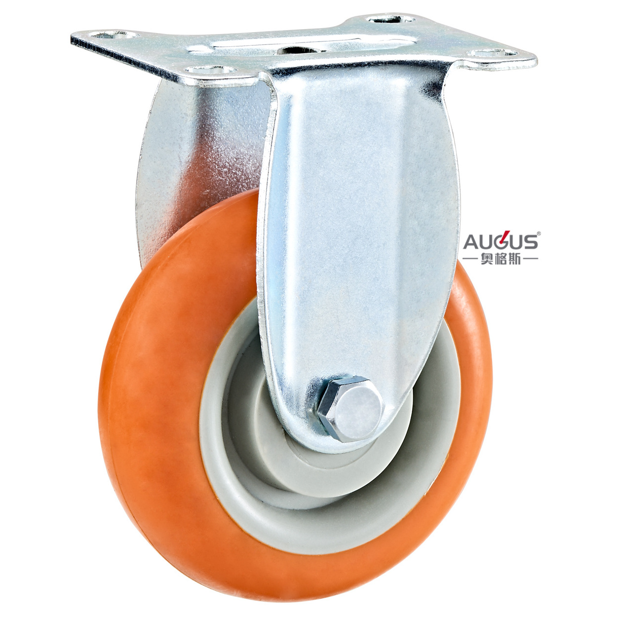 customized any size 75 mm castor wheel orange PU 32 plate swivel locking medium duty casters