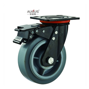 4" 5" 6" 8" Heavy Duty Rigid/Swivel/Braked Casters Gray PU  Wheels For Trolley customized any size