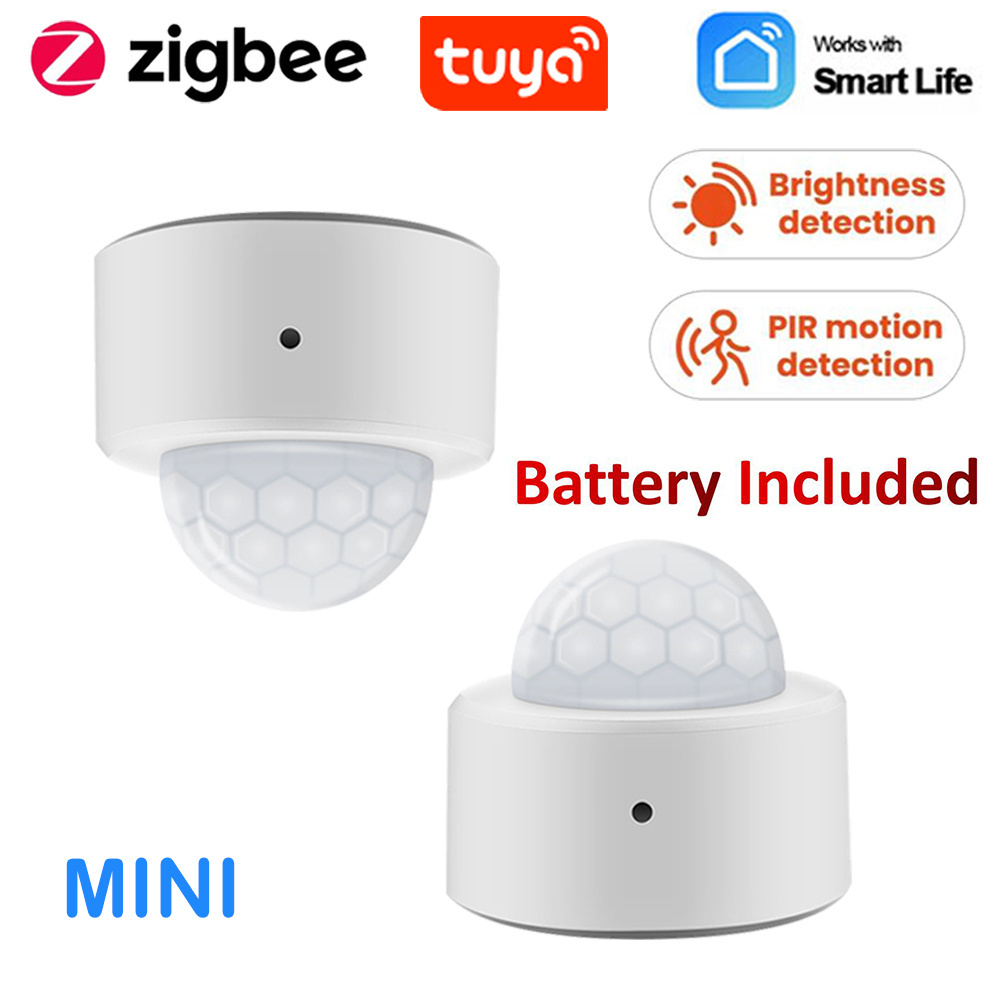 Tuya WiFi Motion Sensor 2 in 1 Zigbee Mini PIR Motion Detector +Bright Lux Light Passive Infrared Security Burglar Alarm Sensor