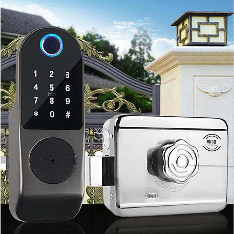 Tuya Smart Door Lock Outdoor Gate Waterproof Double Fingerprint Lock Digital Password RFID Card Keyless Entry Electron Door Lock