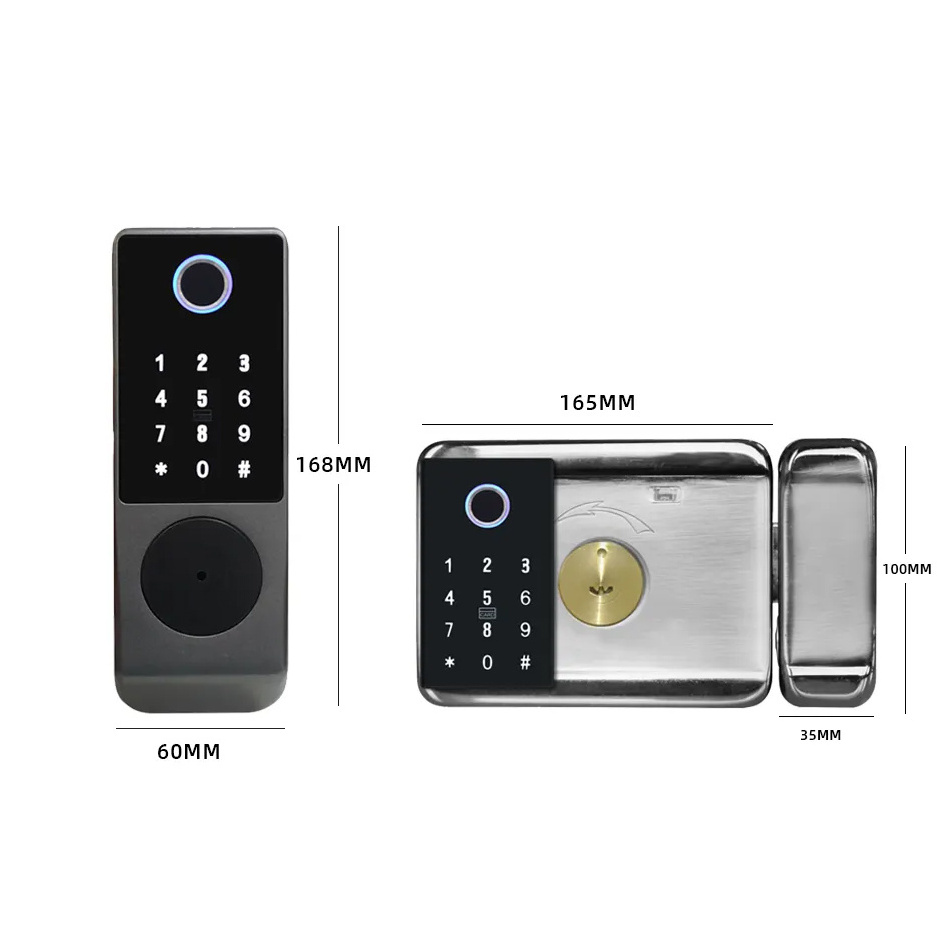 Outdoor Waterproof IP65 Tuya TTLock Fingerprint Card Code Electronic Password APP Keyless Entry Knobs Smart Door Lock for Home