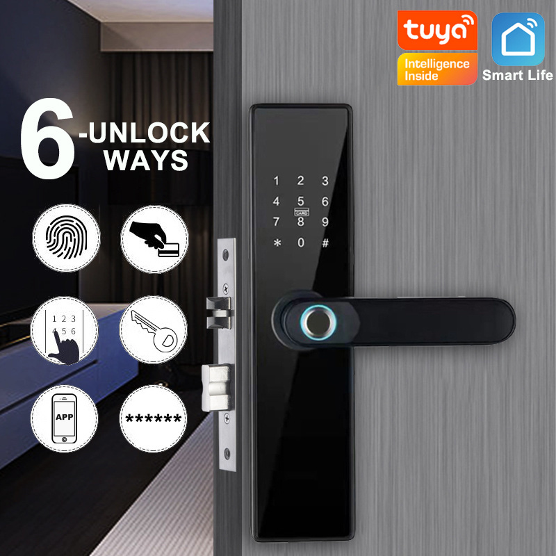 Smart Life Tuya App Wifi Intelligent Digital Smart Door Lock Biometric Fingerprint Scanner Password Smart Lock