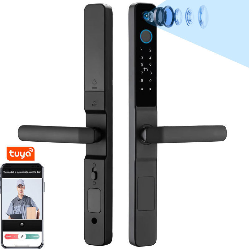 Agshome Smart Lock with Camera; Smart Lock Deadbolt and Handle Tuya WiFi; App Code Key Card and Fingerprint Smart Locks for Home