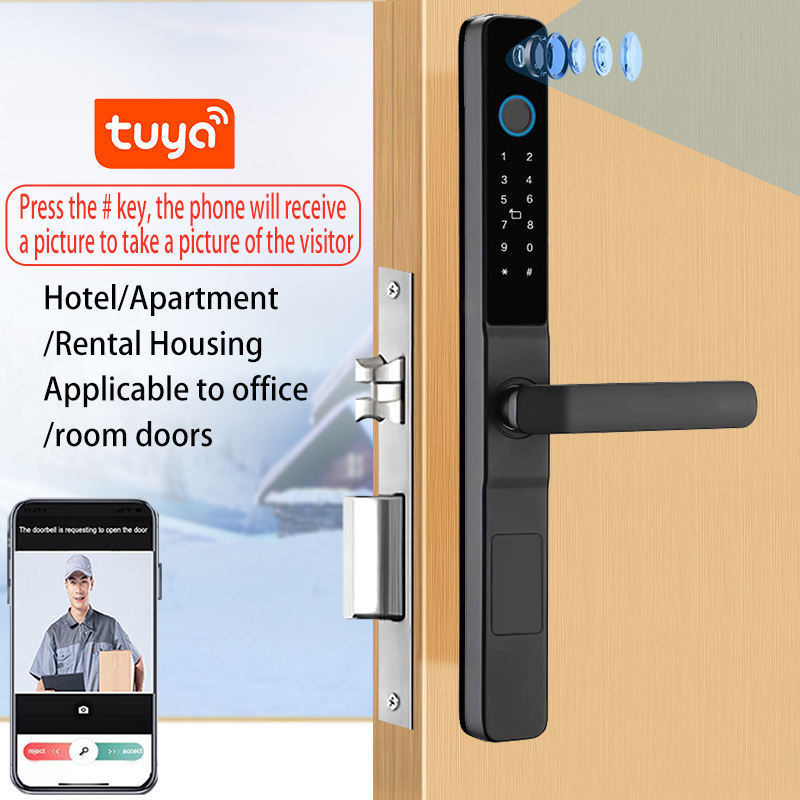 Agshome Smart Lock with Camera; Smart Lock Deadbolt and Handle Tuya WiFi; App Code Key Card and Fingerprint Smart Locks for Home