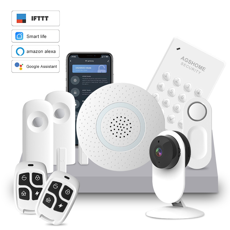 Tuya WiFi Smart Home Security System Wireless Home Alarm System App Alert DIY Siren No Contract With Keypad Security Camera