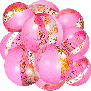 Glitter Beach Balls Bulk 16 Inch Beach Sand Balls Swimming Pool Party Beach Balls Pink  Toys