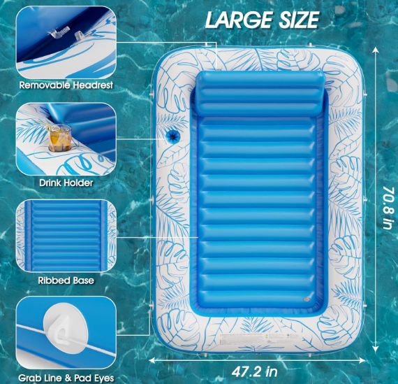 Custom Inflatable Tanning Swimming Pool  4 in 1 Sunbathing Lounge Raft Floatie Toys Water Filled Bed Mat Pad for Adult