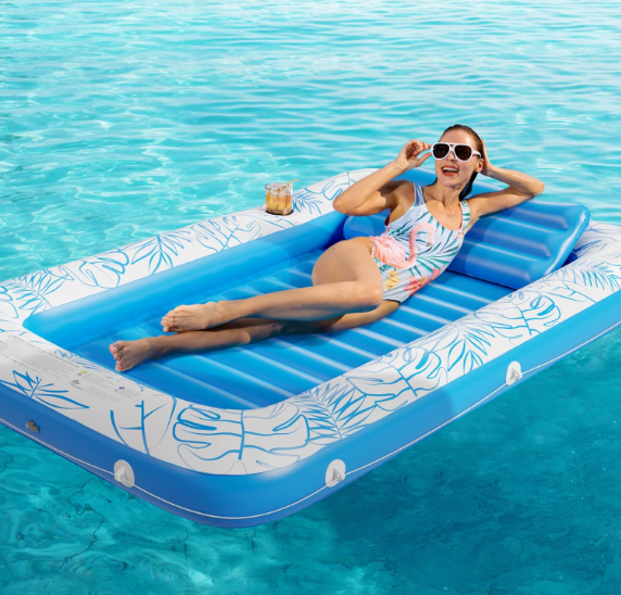 Custom Inflatable Tanning Swimming Pool  4 in 1 Sunbathing Lounge Raft Floatie Toys Water Filled Bed Mat Pad for Adult