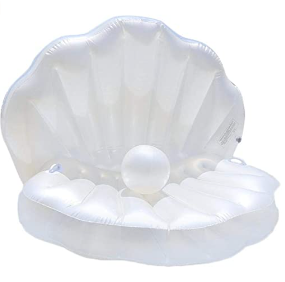 Shell Shape Swimming Inflatable Pool Float, Water Bed Lounge Chair Float Floating Row Swim Ring Inflatable Hammock Pool Toy