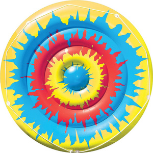 Tie Dye Island Inflatable Pool Toy 72-inch Large Round Swimming Pool Float for Adults Water Float Mattress for Pool Lake Beach