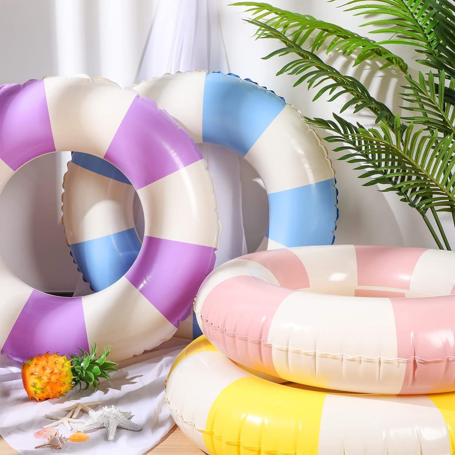 Swimming Pool Tubes Inflatable Swimming Ring Toys Classic Striped Tubes for Pool Summer Beach Party Decor Supplies