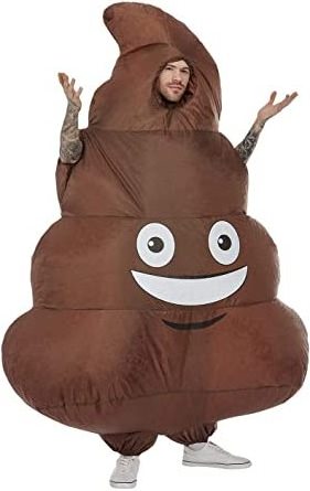 Inflatable Brown Poop Abduction Costume Air Blow up Funny Fancy Smile Face Dress for Costume Party Halloween