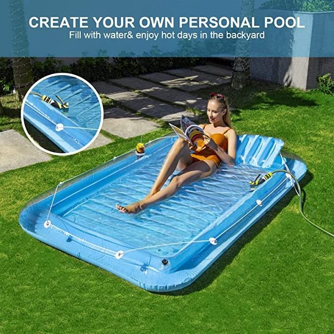 Inflatable Pool Floats- Sunbath chair Pool Raft  Tub with Inflatable Pillow for Family Outdoor, Garden Summer Water Party