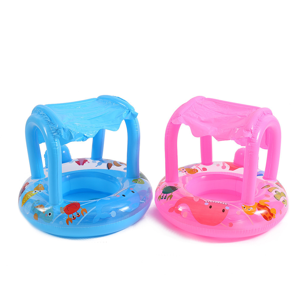 Baby Aircraft Seat Boat Swimming Float with Sun Canopy Swim Ring for Toddler