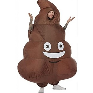 Inflatable Brown Poop Abduction Costume Air Blow up Funny Fancy Smile Face Dress for Costume Party Halloween