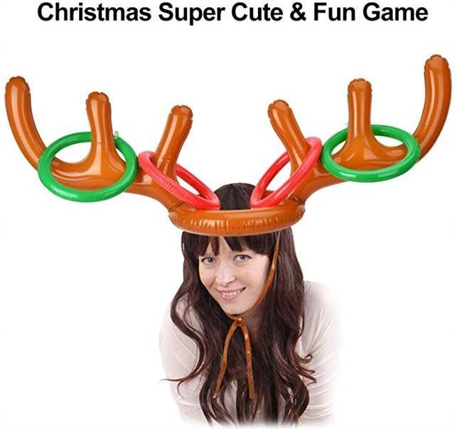 Inflatable deer head ring Game Supplies Toys Inflatable Reindeer Antler Ring Toss Game Ring Toss for Christmas Party Games