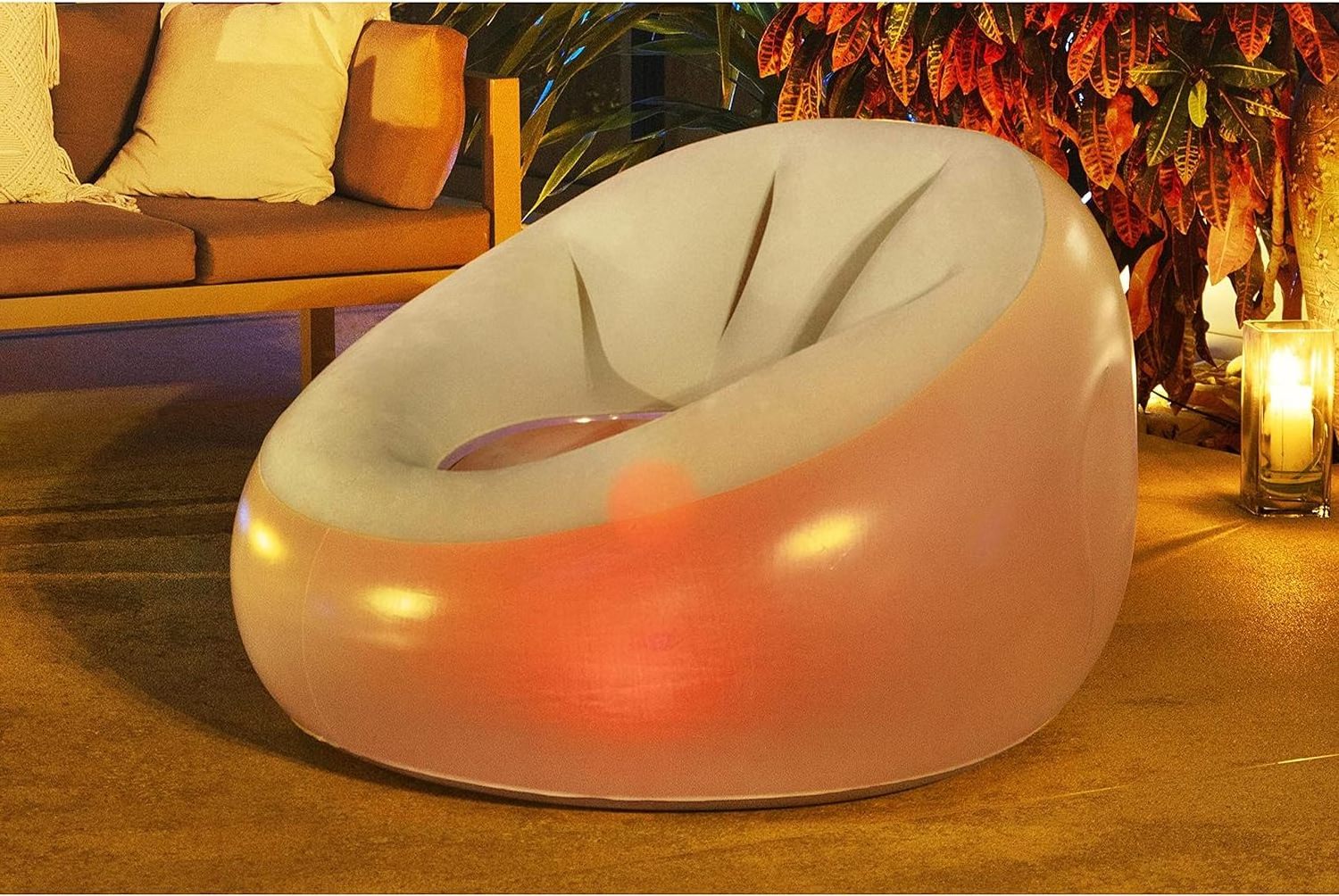 Luxury LED Inflatable Chair Large Lounge Sofa Comfortable & Portable Blow Up Chair for Bedroom,Game Room