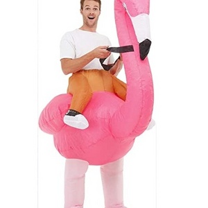 Inflatable Ride Em Flamingo Costume for Adults Funny Halloween Blow up Costume Christmas Costume