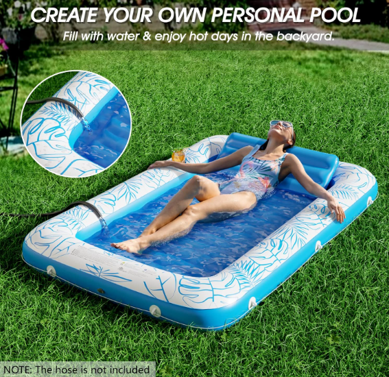 Custom Inflatable Tanning Swimming Pool  4 in 1 Sunbathing Lounge Raft Floatie Toys Water Filled Bed Mat Pad for Adult