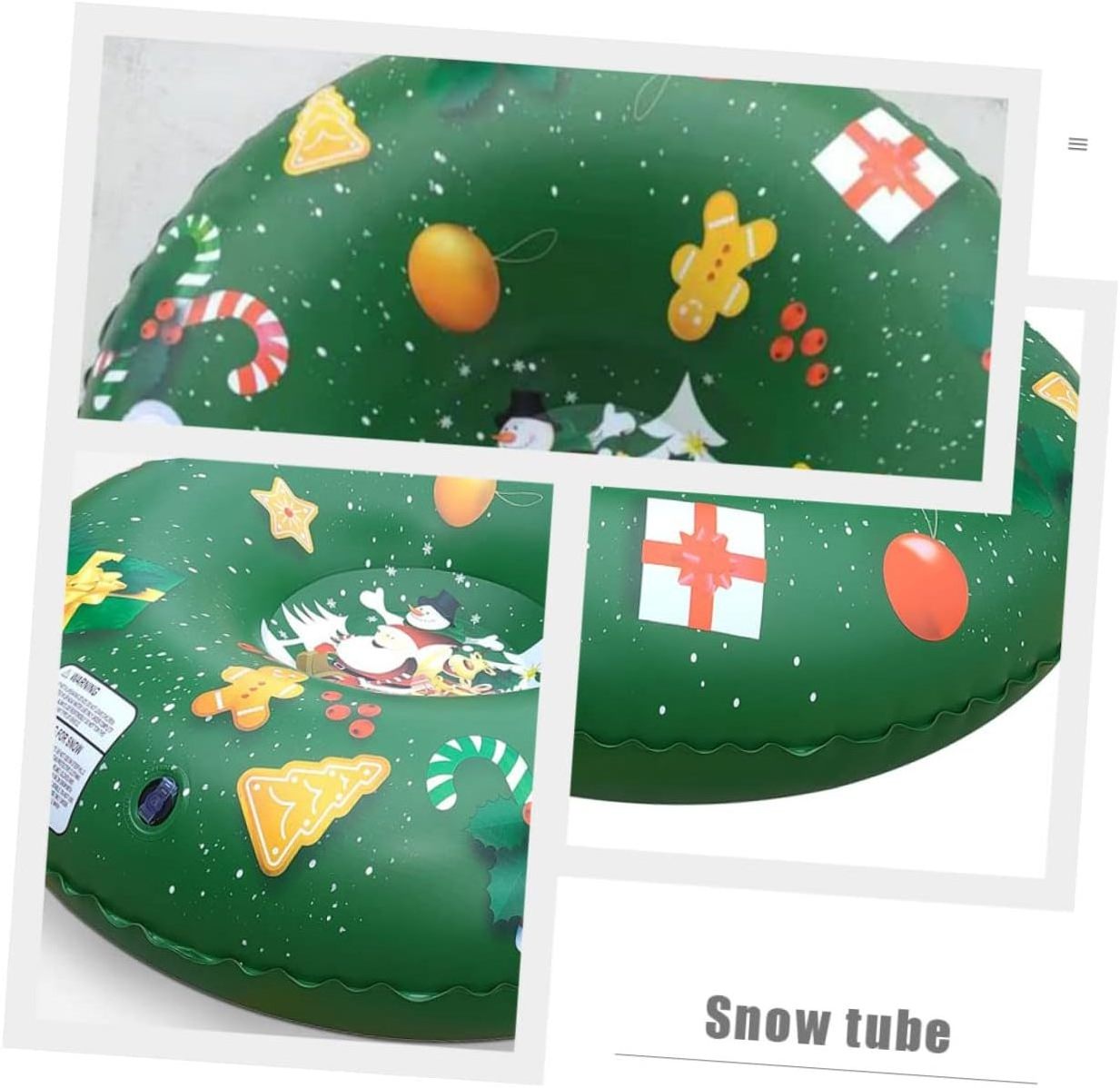 Winter Custom Green Christmas Toy Snow Tube Sledge Inflatable Outdoor Playing Game Toys Slide Tube Dry Snow for Kids Playing