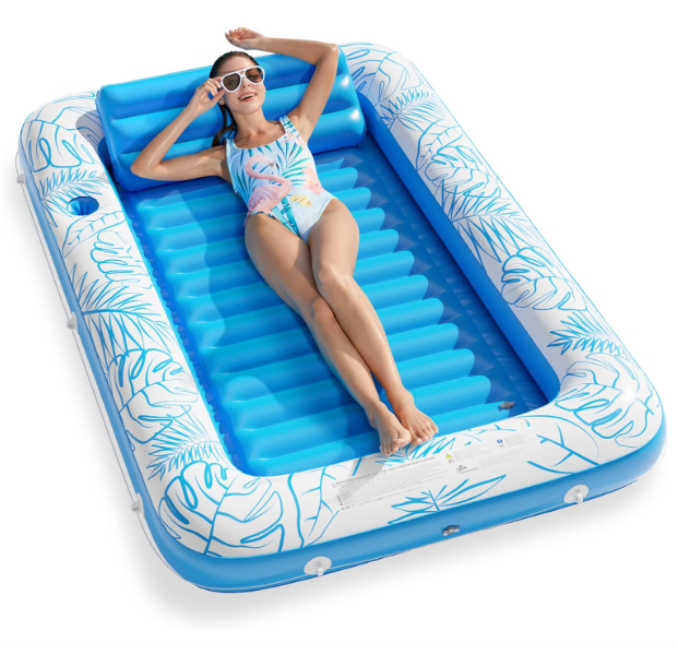 Custom Inflatable Tanning Swimming Pool  4 in 1 Sunbathing Lounge Raft Floatie Toys Water Filled Bed Mat Pad for Adult