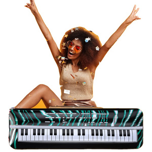 Inflatable Keyboard Piano Rock Star Toys Inflatable Party Props Blow up for 80s 90s Themed Party Carnival Birthday Supplies