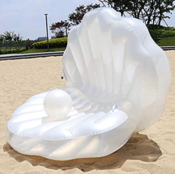 Shell Shape Swimming Inflatable Pool Float, Water Bed Lounge Chair Float Floating Row Swim Ring Inflatable Hammock Pool Toy