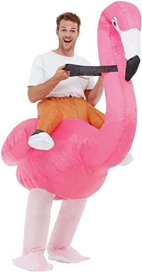 Inflatable Ride Em Flamingo Costume for Adults Funny Halloween Blow up Costume Christmas Costume